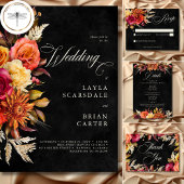 Elegant Black Vibrant Boho Bloral Script Wedding Save The Date