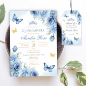 Blue Gold Floral Quinceanera Gefallen Dankeschön G Geschenkanhänger