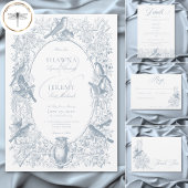 Elegant Blue Chinoiserie Natur & Vögel Hochzeit Save The Date