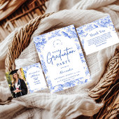 Elegante blaue Blumen-Abschlussfeier Einladung