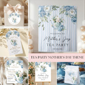 Blue Floral Mother's Day Tea Party Backdrop Wandteppich