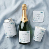 Blauer botanischer Rand modern Einladung