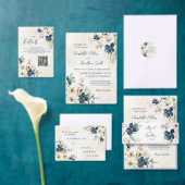 Elegant Blue Floral Winter Wedding Invitations Einladung (Personalisiere diese Kollektion eines unabhängigen Creators.)