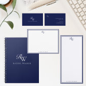 Elegantes blaues Monogramm Visitenkarte