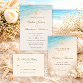 Elegante Blaue Ozean-Seesterne-Hochzeit Save The Date