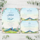 Elegant Blue Peacock Floral Wedding Theme    Save The Date (Personalisiere diese Kollektion eines unabhängigen Creators.)
