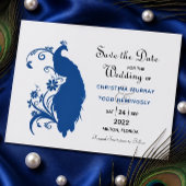 Elegante Blue Peacock Wedding Table Card Tischnummer
