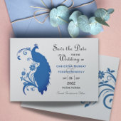 Elegant Blue Peacock Falted Dankeschön Card