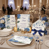 Elegant Blue Rose Watercolor Floral Wedding Einladung