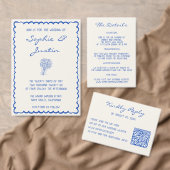 Minimalistische blaue Skript-QR-Code-Hochzeitswebs RSVP Karte (Personalisiere diese Kollektion eines unabhängigen Creators.)