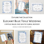 Elegant Blue Toile Photo Save the Date Einladung