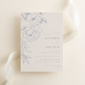 Elegant Blue Vintage Floral Wedding  RSVP Karte