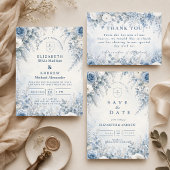 Elegante blaue Winterhochzeit Save The Date