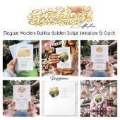 Elegant Blush Dahlias Golden Script Wedding Einladung