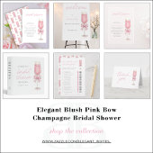 QR Code Blush Pink Bow Champagne Bridal Shower Einladung