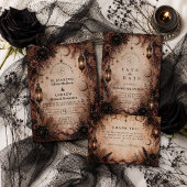 Elegante Boho-Goth-Hochzeit Dankeskarte