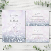 Moderne Silver Lila Glitzer Script Wedding Einladung (Personalisiere diese Kollektion eines unabhängigen Creators.)