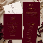 Klassisches Burgundy Monogram Probe Dinner Einladung