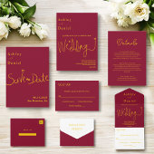 Minimal Burgund und Gold Elegante schicke Hochzeit Save The Date