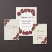 Elegant Burgundy Rose Gold Table Number Card  (Personalisiere diese Kollektion eines unabhängigen Creators.)