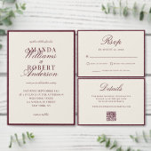 Elegant Classic Burgundy Old Money Wedding Einladung (Personalisiere diese Kollektion eines unabhängigen Creators.)