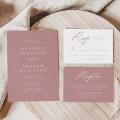 Elegant Dusty Rose Calligraphy Wedding RSVP Karte