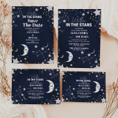 Foto Elegant Celestial Crescent Moon Wedding Dankeskarte
