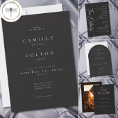 Elegant Charcoal Black Minimalist Wedding Begleitkarte