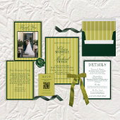 Elegant Chartreuse Stripe Open Bar Menu Wedding Banner