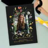 Moderne Wildblumen Bogen Foto Schwarze Abschlussfe Serviette