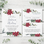 Elegante Watercolor Poinsettia Branch Wedding Save The Date (Personalisiere diese Kollektion eines unabhängigen Creators.)