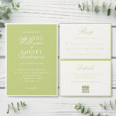 Eleganter Citrusgrüner Hochzeit QR-Code im Old-Mon Begleitkarte (Personalisiere diese Kollektion eines unabhängigen Creators.)