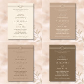 Monogram Cream Brown Christian Wedding Menu Menükarte