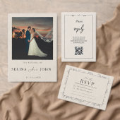 Elegant White Cream Modern Photo Wedding  Einladung (Personalisiere diese Kollektion eines unabhängigen Creators.)