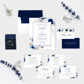 Elegant Blue Wedding Website UAWG QR Code Card Dankeskarte