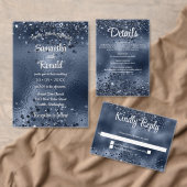 Elegante Imitats Dunkelblauer Glitzer und Foil Wed Geschenkschachtel (Personalisiere diese Kollektion eines unabhängigen Creators.)