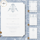 Elegant Dusty Blue Chinoiserie Cherub Wedding Dankeskarte