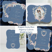 Wedding Foto Regency Era Blue Monogram Save The Date