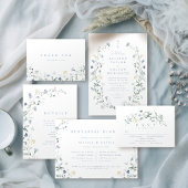 Dusty Blue Wildblume Boho Wedding Guest Name Menükarte