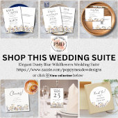 Dusty Blue Wildblumen Eleganter QR Code Hochzeit RSVP Karte