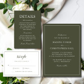 Eleganter Staubgrüner Skript Klassische Hochzeit Programm