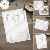 Elegant Dusty Sage Pastel Wildflower Crest Wedding Einladung