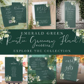 Emerald Botanical Greenerenery Monogram Wedding All In One Einladung