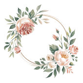 Elegant Eucalyptus Peach Floral Runder Aufkleber