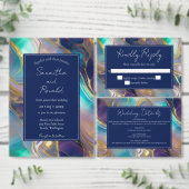 Elegante Imitats Hochzeit Gold und Blue Opal Stone Serviette (Personalisiere diese Kollektion eines unabhängigen Creators.)