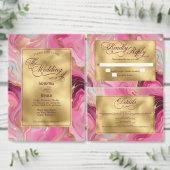 Monogram Imitats Hochzeit Gold und Rosa Untersetzer (Personalisiere diese Kollektion eines unabhängigen Creators.)