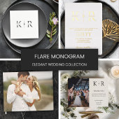 Elegante Flare-Monogramm-Hochzeit Einladung