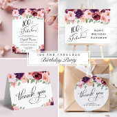Elegante Florale 100. Geburtstags-Einladung