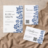 Elegant Blue Floral Vintage Wedding Einladung (Personalisiere diese Kollektion eines unabhängigen Creators.)