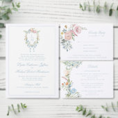 Elegantes Wappen für Blumenreath | Monogramm-Hochz Platzkarte (Personalisiere diese Kollektion eines unabhängigen Creators.)